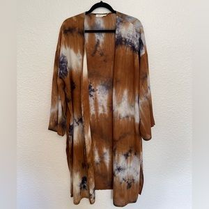 NWOT Rust, Navy & White Tie Dye Kimono